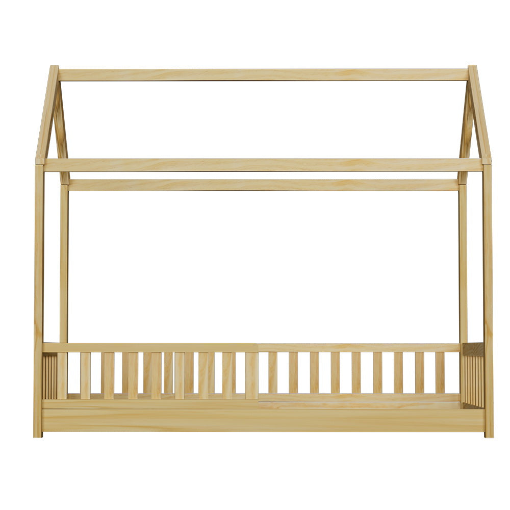 Artiss Bed Frame Wooden Kids House Frame Oak ROCK-2