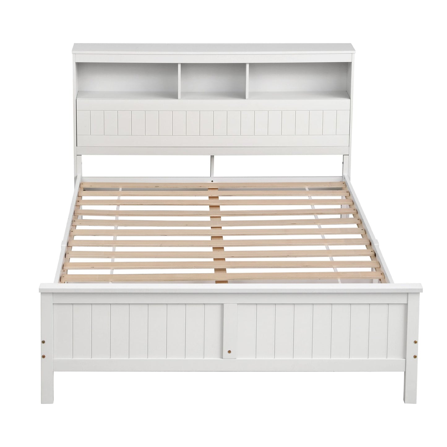 Artiss Queen Bed Frame with Storage Headboard and Footboard Wooden Bed Base White