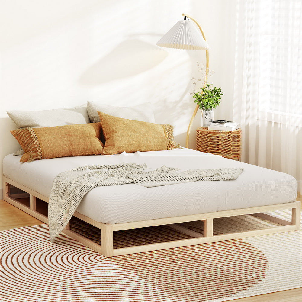 Artiss Bed Frame Queen Size Wooden Base Mattress Platform Timber Pine KALAM-6