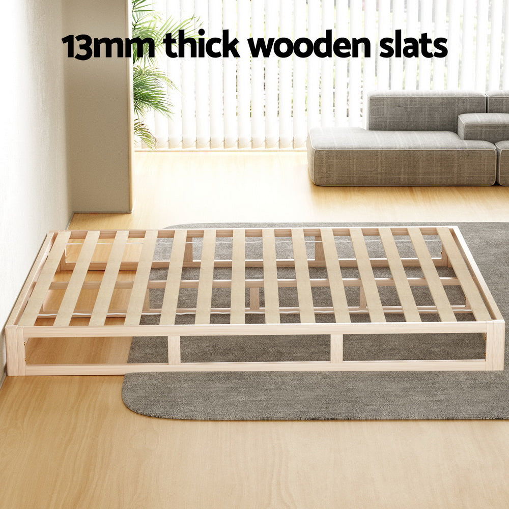 Artiss Bed Frame Queen Size Wooden Base Mattress Platform Timber Pine KALAM-4