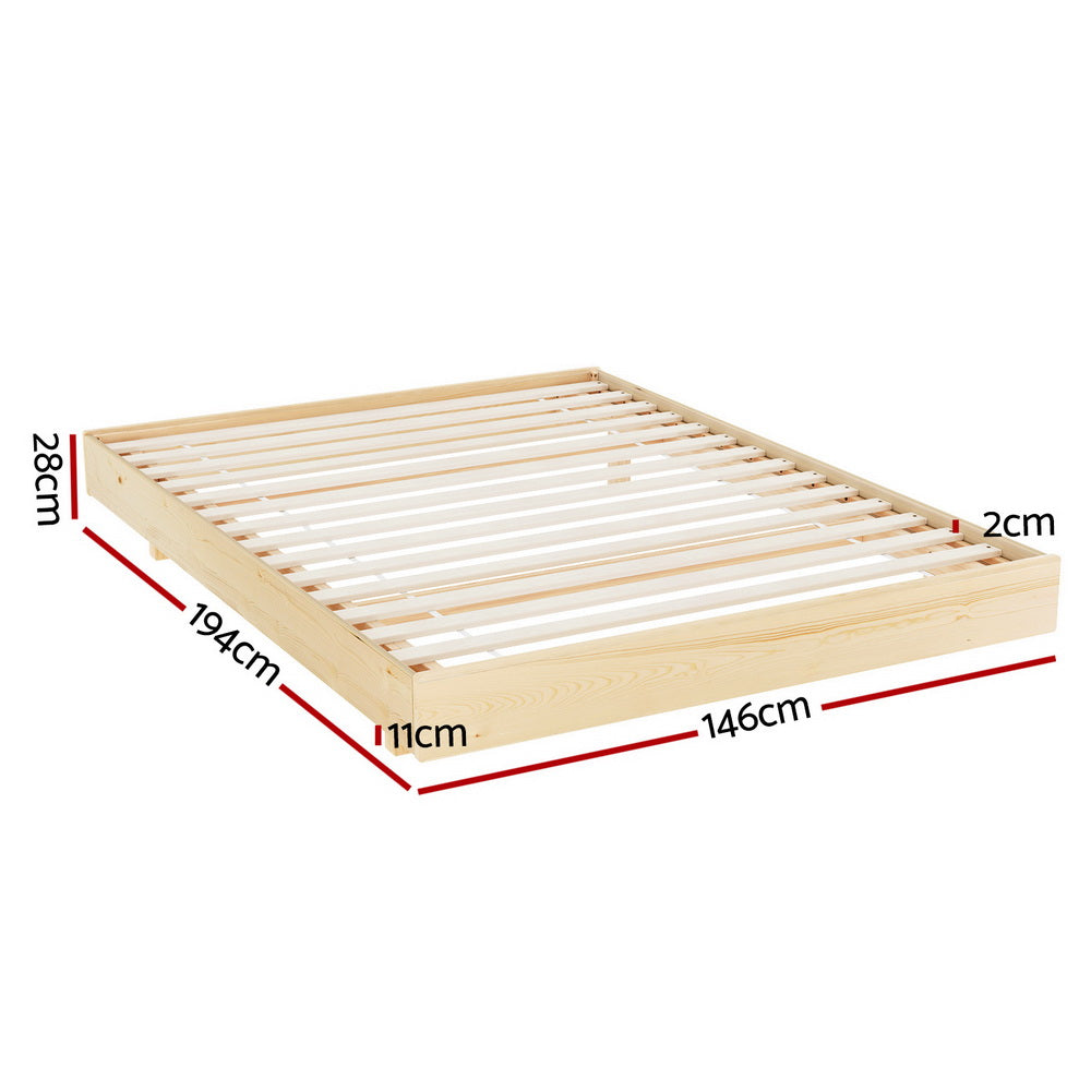 Artiss Bed Frame Double Size Floating Wooden Mattress Base Platform Timber ODIN-1