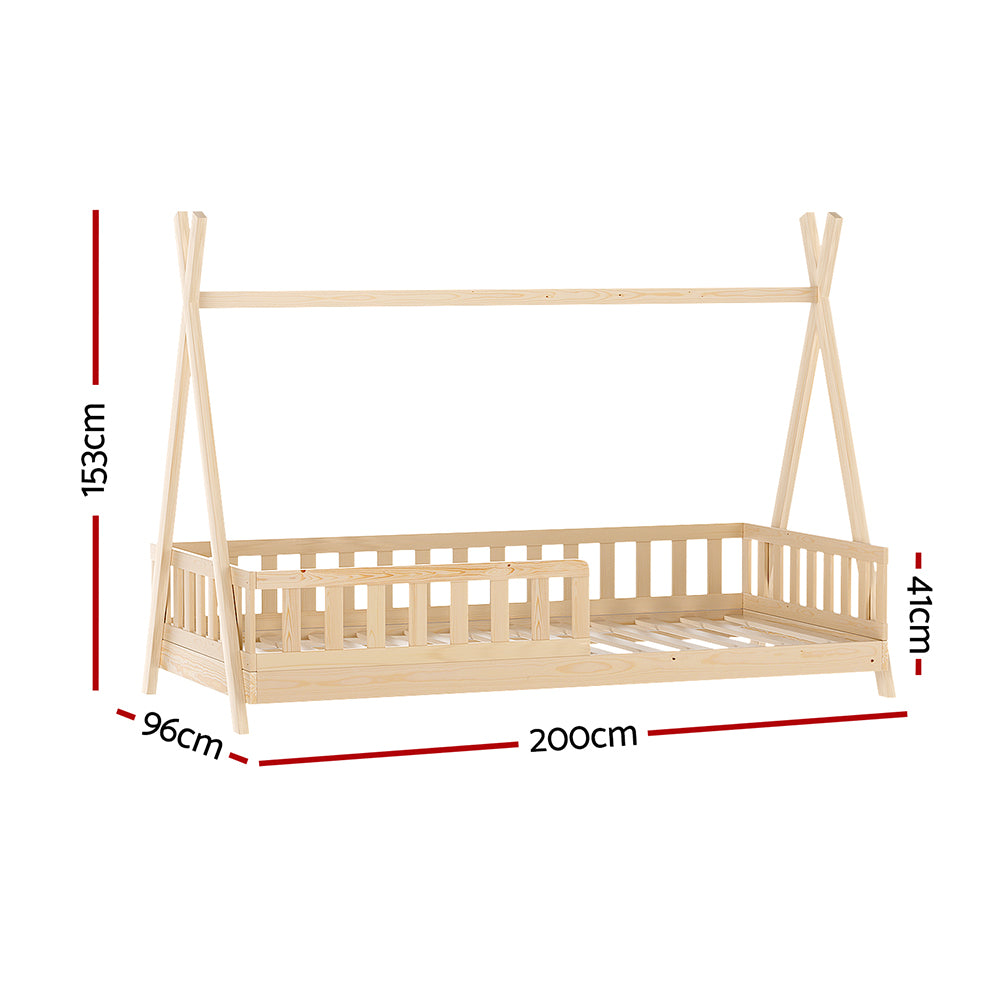 Artiss Bed Frame Wooden Kids House Frames Oak PUAH-1