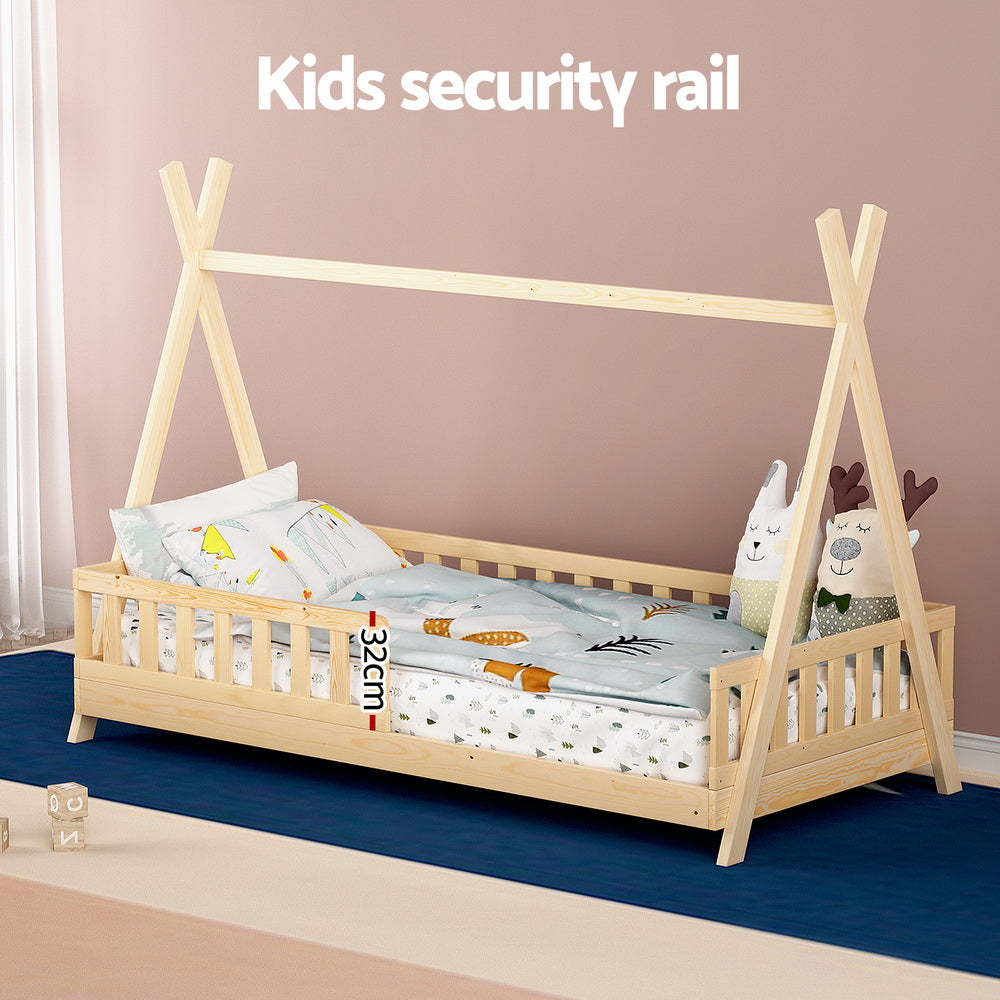 Artiss Bed Frame Wooden Kids House Frames Oak PUAH-4