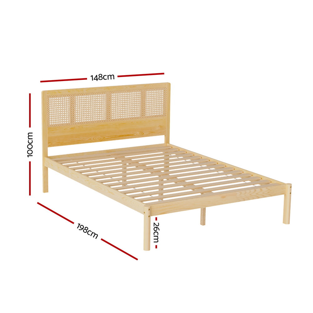 Artiss Bed Frame Double Size Rattan Wooden RITA-1