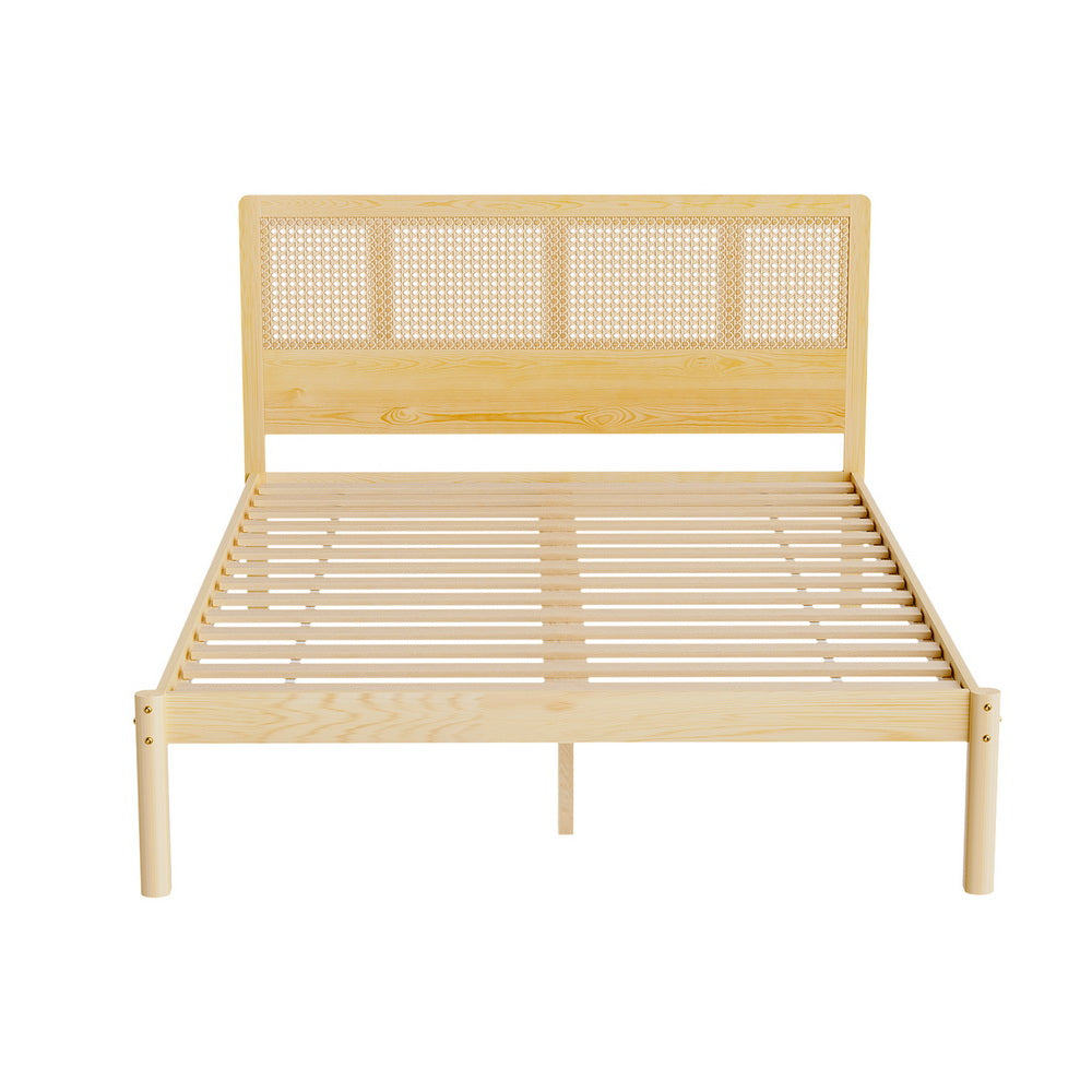 Artiss Bed Frame Double Size Rattan Wooden RITA-2