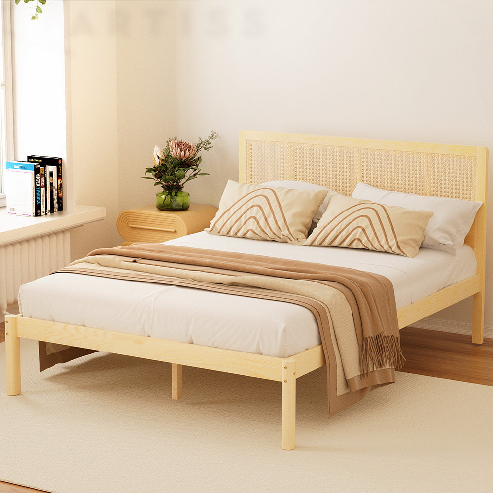 Artiss Bed Frame Double Size Rattan Wooden RITA-6