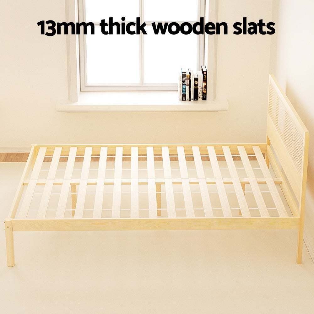 Artiss Bed Frame Double Size Rattan Wooden RITA-4