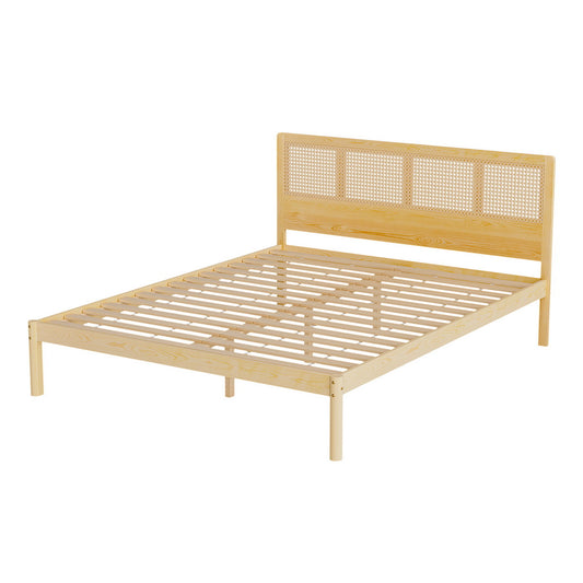 Artiss Bed Frame Queen Size Rattan Wooden RITA-0