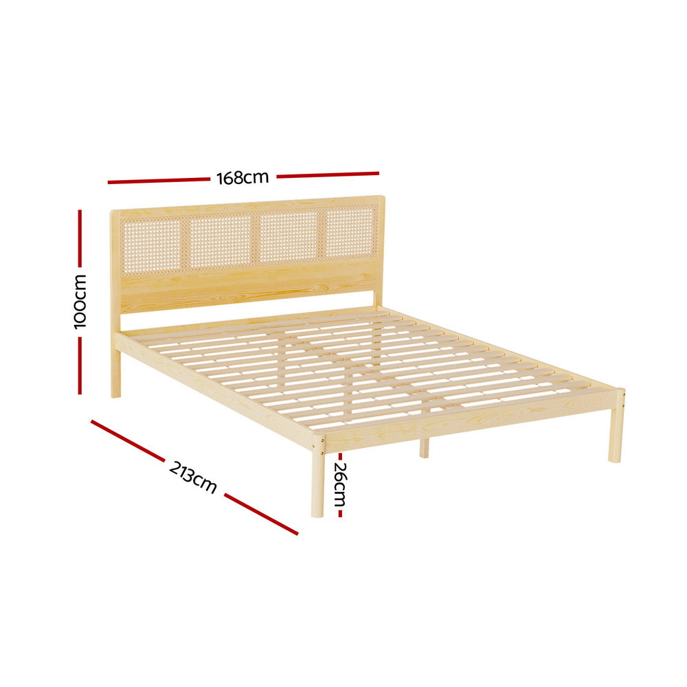 Artiss Bed Frame Queen Size Rattan Wooden RITA-1