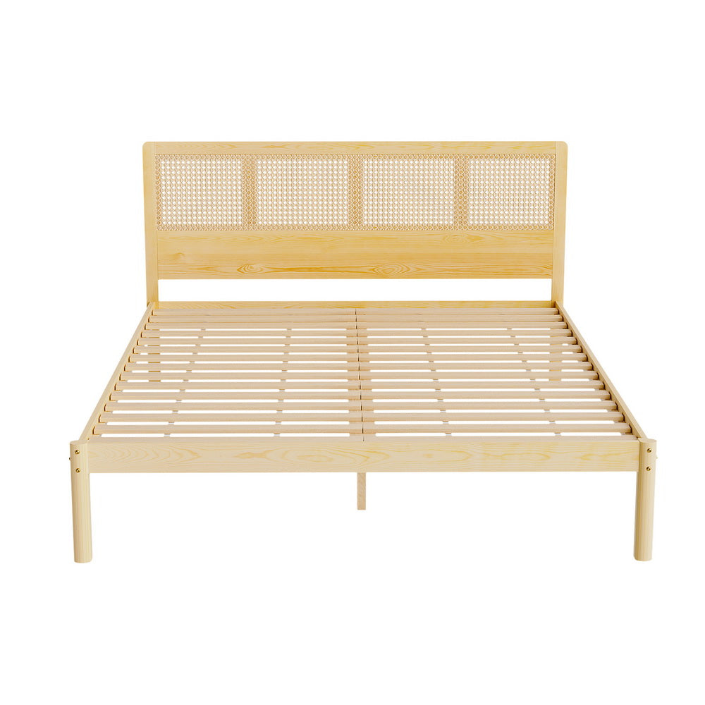 Artiss Bed Frame Queen Size Rattan Wooden RITA-2