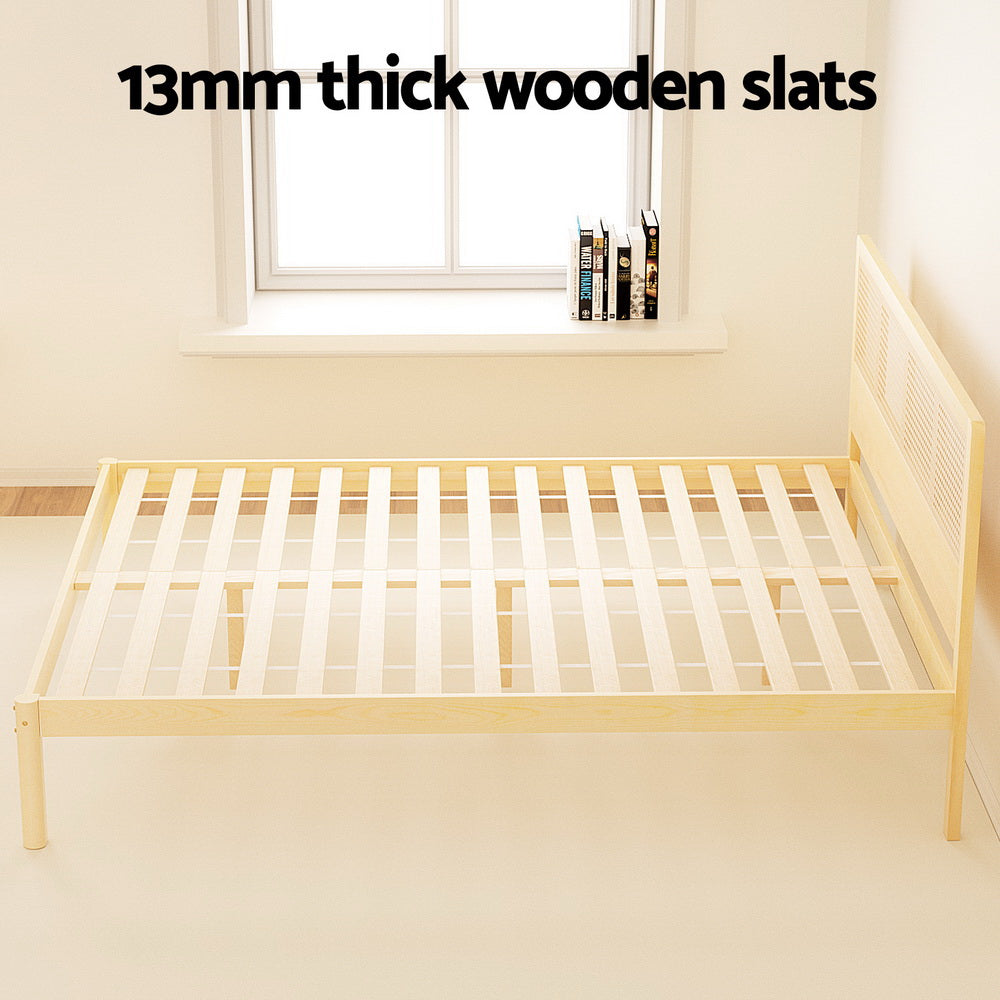 Artiss Bed Frame Queen Size Rattan Wooden RITA-4