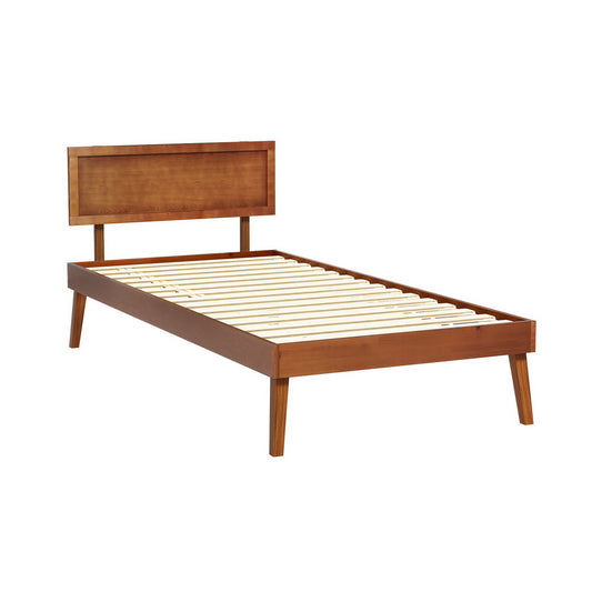 Artiss Bed Frame Single Size Wooden Bed Base Walnut SPLAY-0