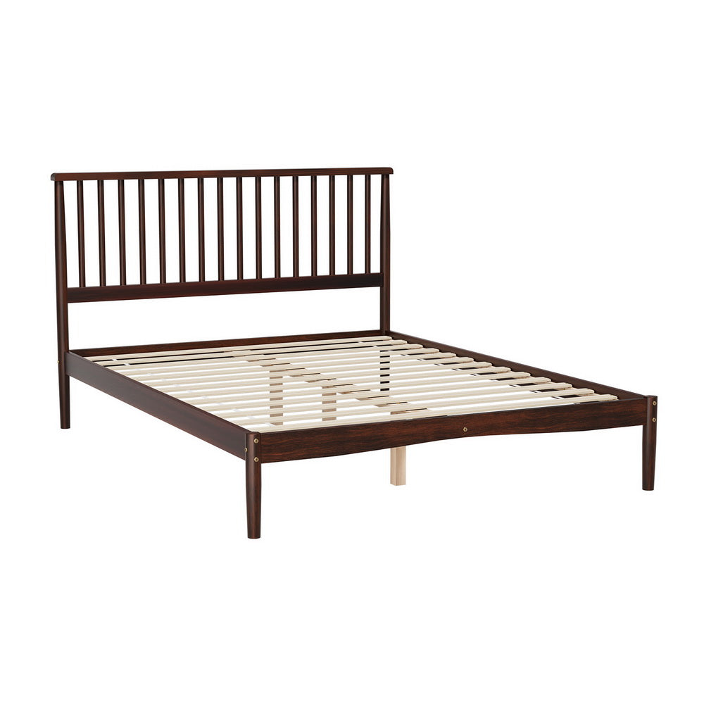 Artiss Bed Frame Double Size Wooden Base Mattress Platform Timber Walnut VISE-0