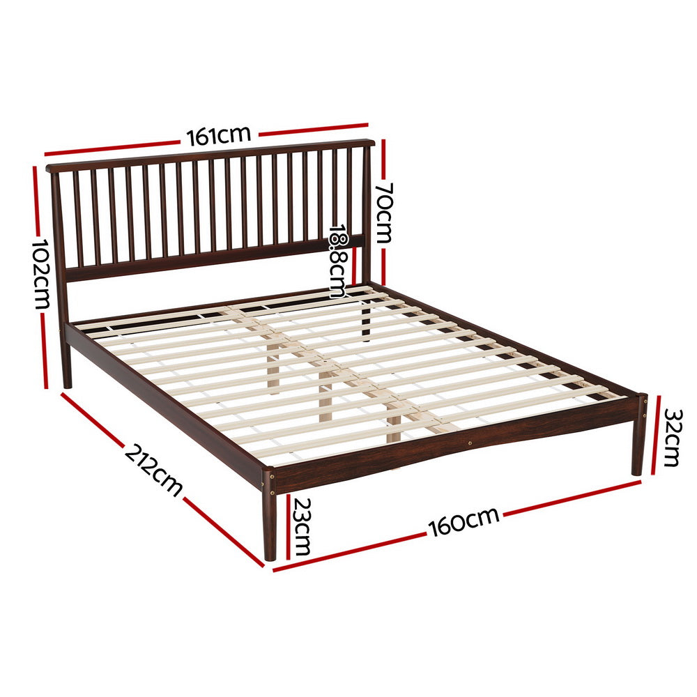 Artiss Bed Frame Queen Size Wooden Base Mattress Platform Timber Walnut VISE-1