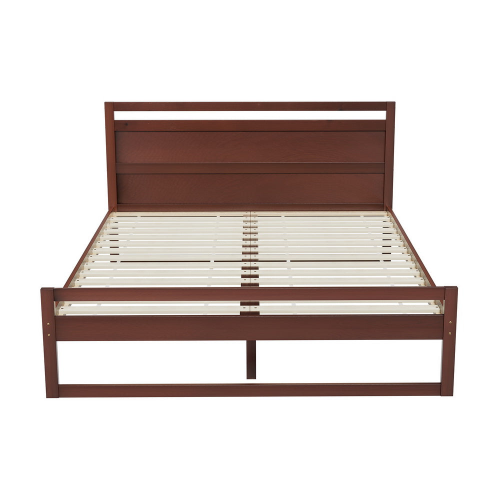 Artiss Bed Frame Double Size Wooden Walnut WITTON-2