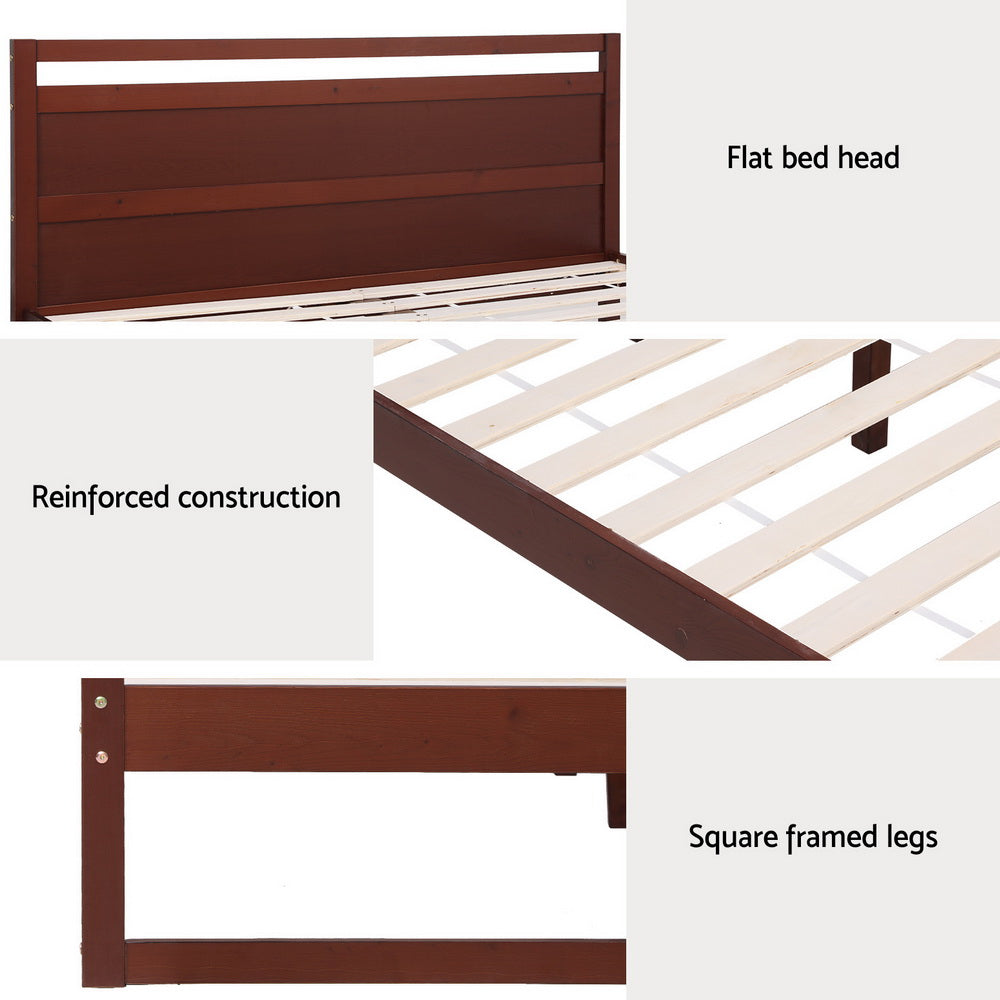 Artiss Bed Frame Double Size Wooden Walnut WITTON-5