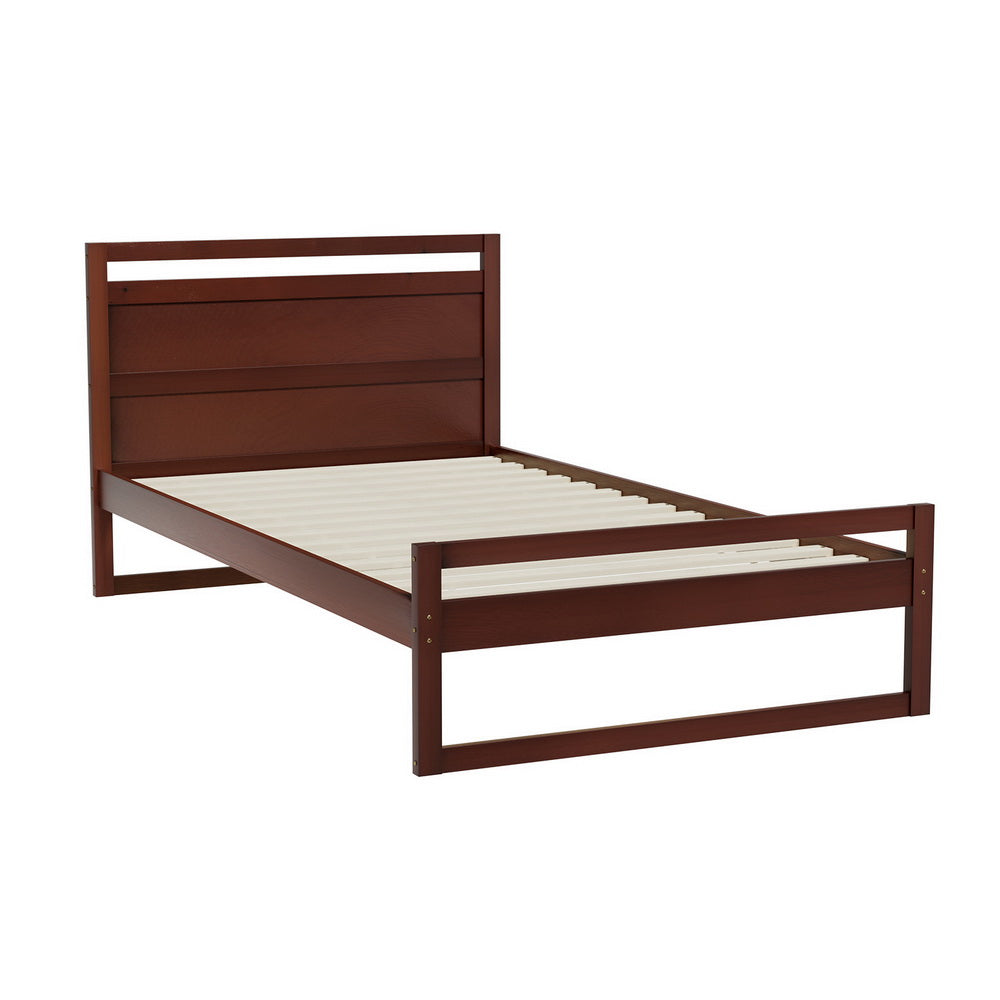 Artiss Bed Frame King Single Size Wooden Walnut WITTON-0