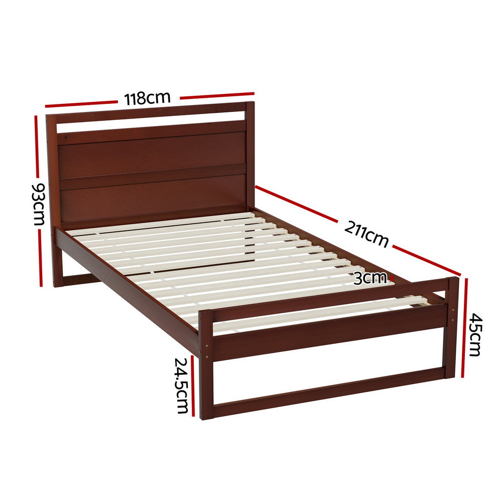 Artiss Bed Frame King Single Size Wooden Walnut WITTON-1