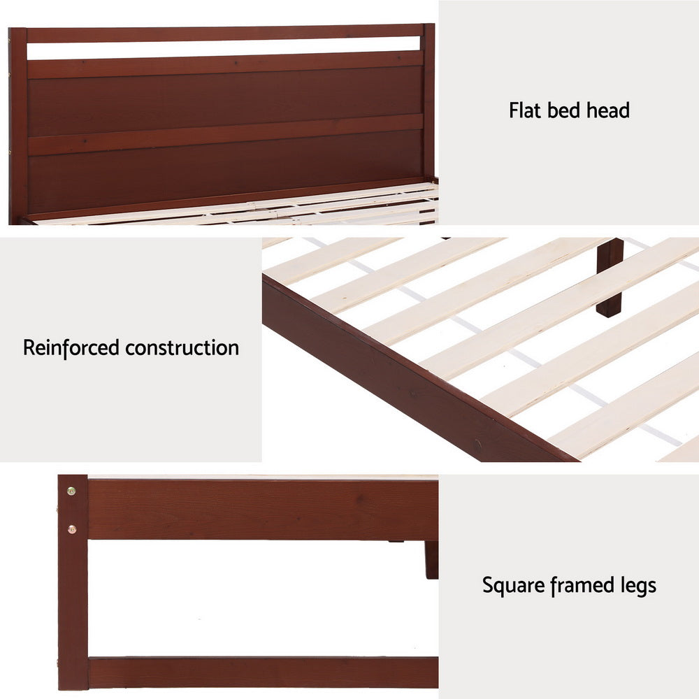 Artiss Bed Frame King Single Size Wooden Walnut WITTON-5