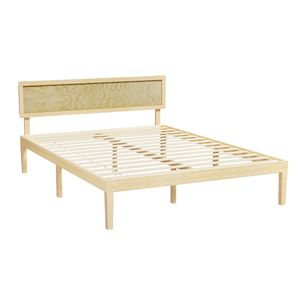 Artiss Bed Frame Double Size Wooden Base Mattress Platform Timber Pine YUMI-0