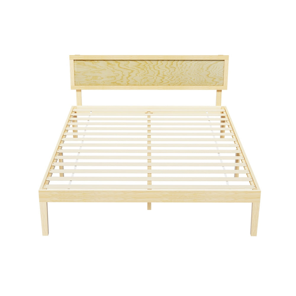 Artiss Bed Frame Double Size Wooden Base Mattress Platform Timber Pine YUMI-2