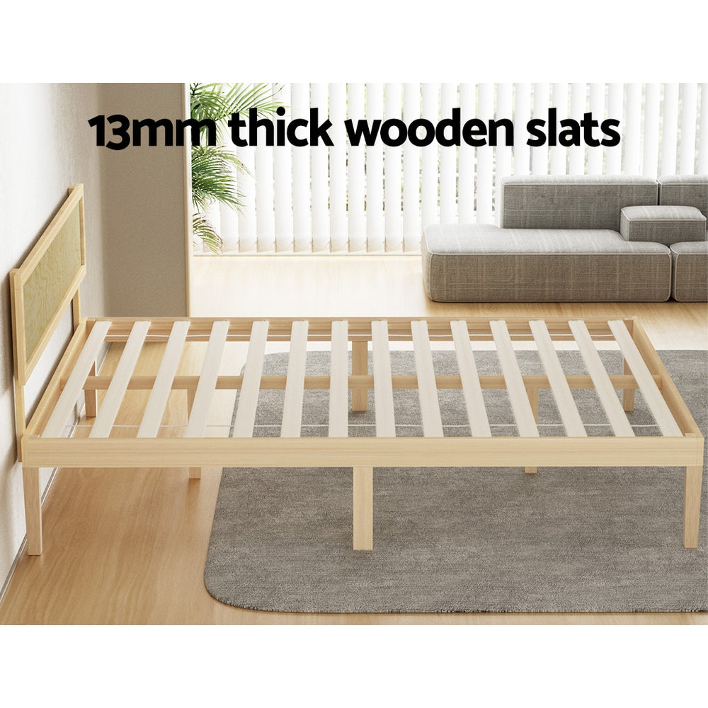 Artiss Bed Frame Double Size Wooden Base Mattress Platform Timber Pine YUMI-4