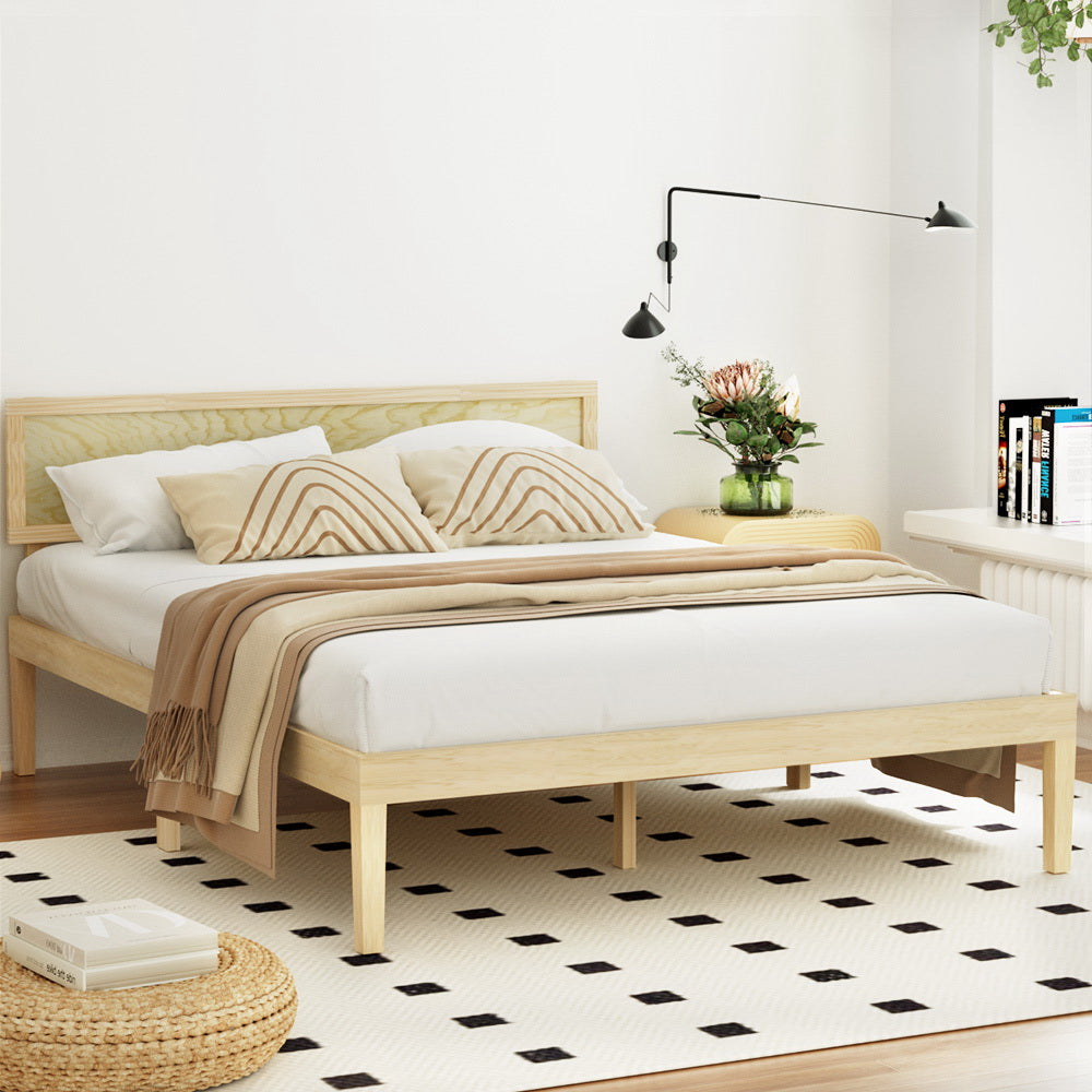 Artiss Bed Frame Double Size Wooden Base Mattress Platform Timber Pine YUMI-6