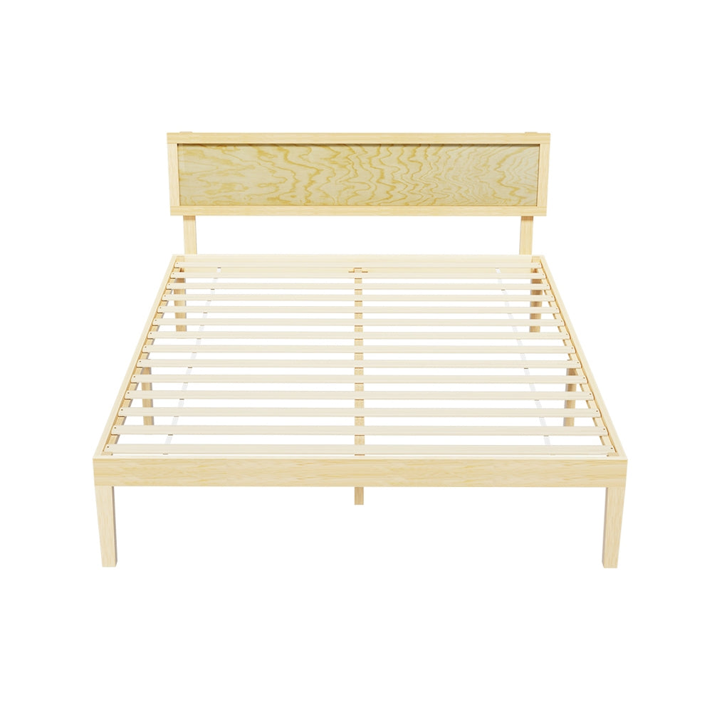 Artiss Bed Frame Queen Size Wooden Base Mattress Platform Timber Pine YUMI-2