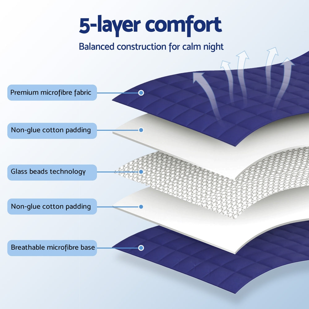 Giselle Bedding Weighted Blanket 6.8kg Kids Adults Heavy Gravity Relax Calm Blue-5
