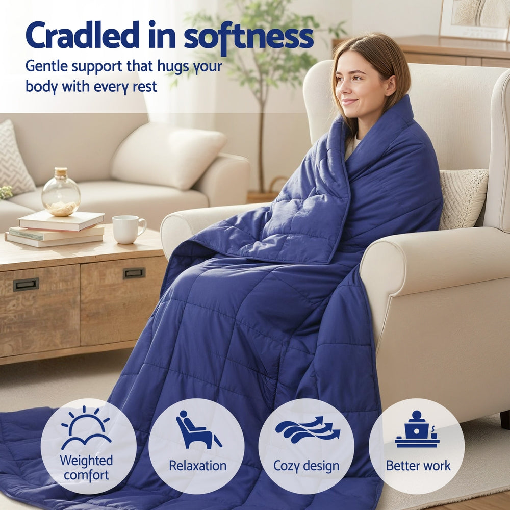 Giselle Bedding Weighted Blanket 9KG Kids Adults Heavy Gravity Relax Calm Blue-3