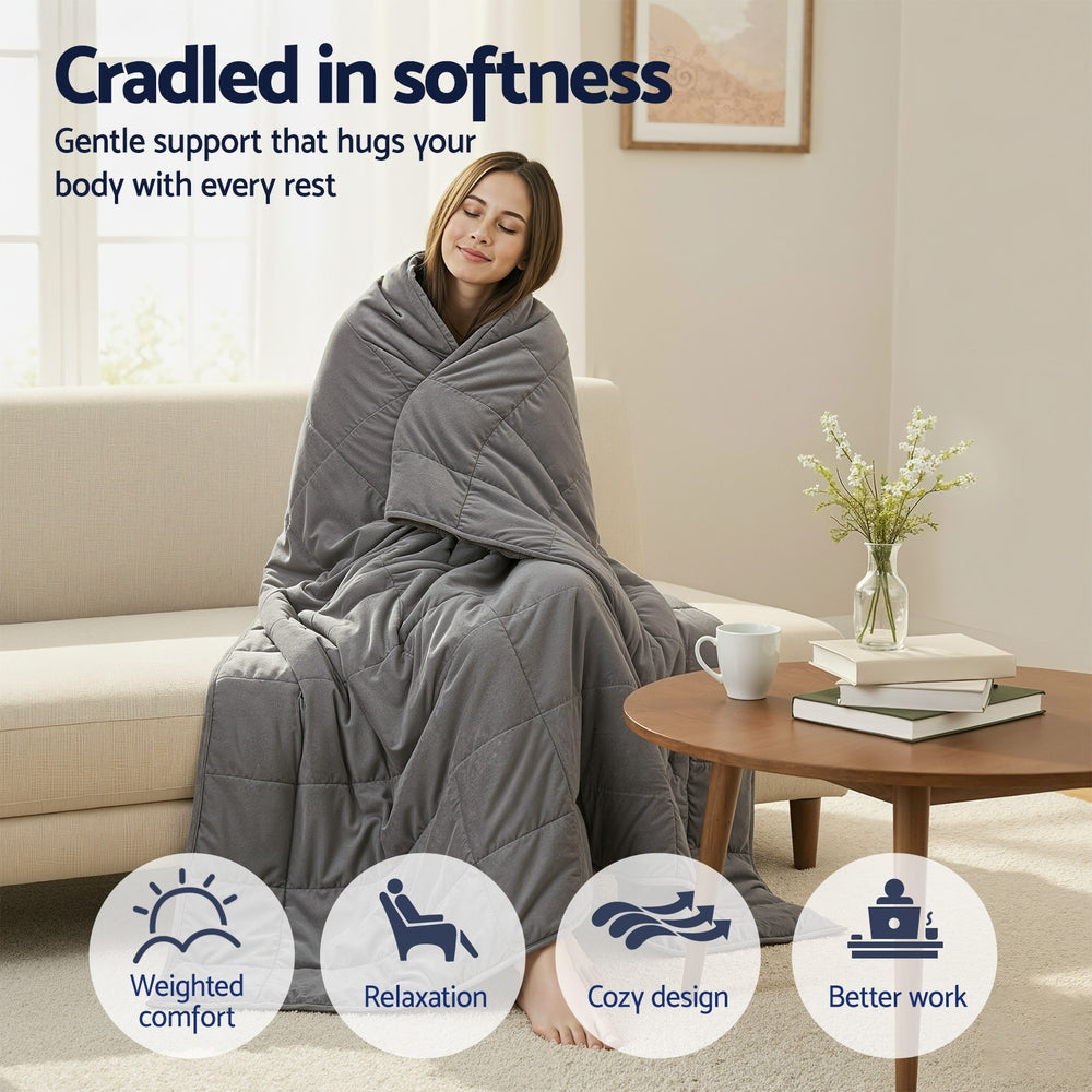 Giselle 9KG Weighted Blanket Adults Kid Anti Anxiety Gravity Blankets Sherpa Fleece-3