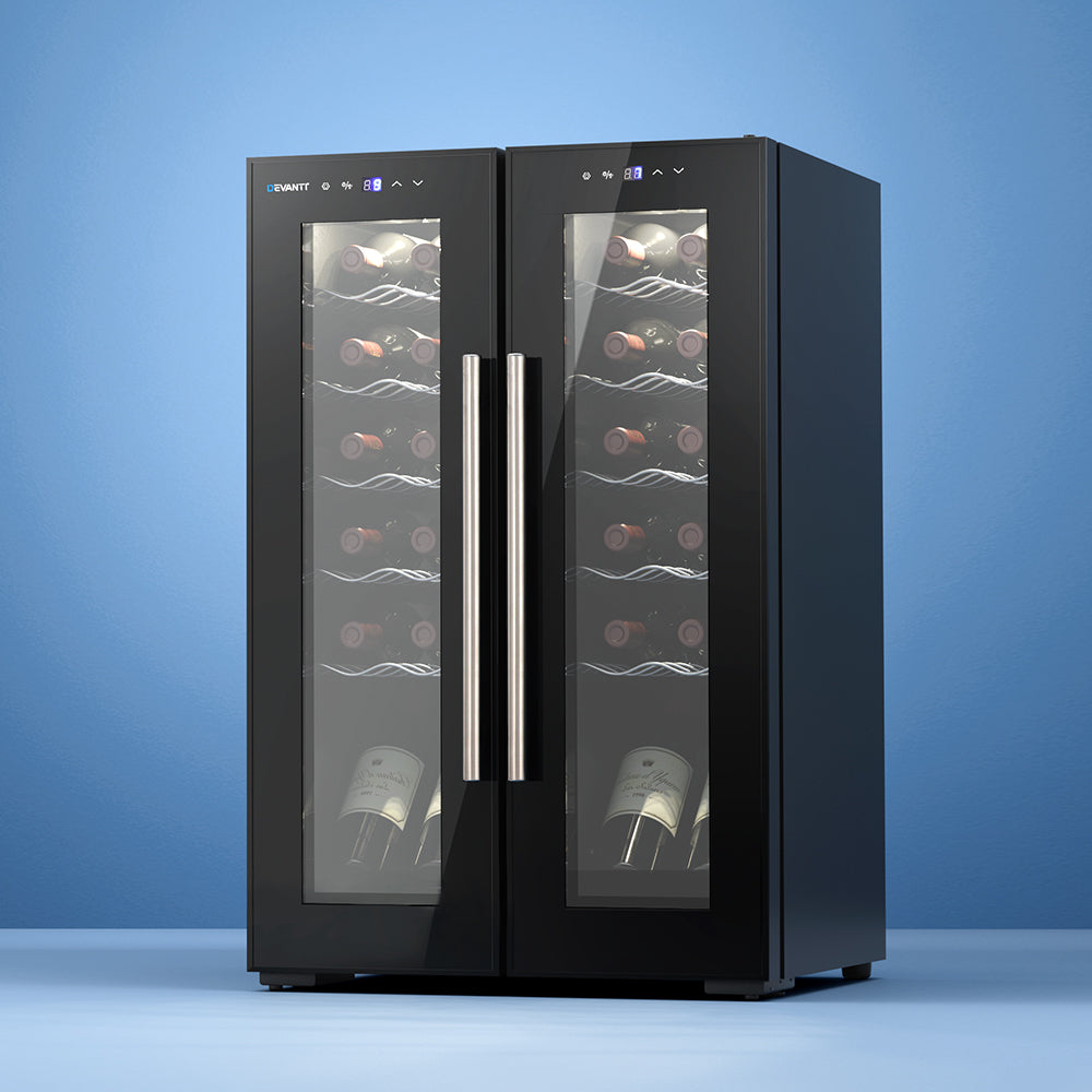 Devanti Wine Fridge Cooler Dual Zone 24 Bottles-6