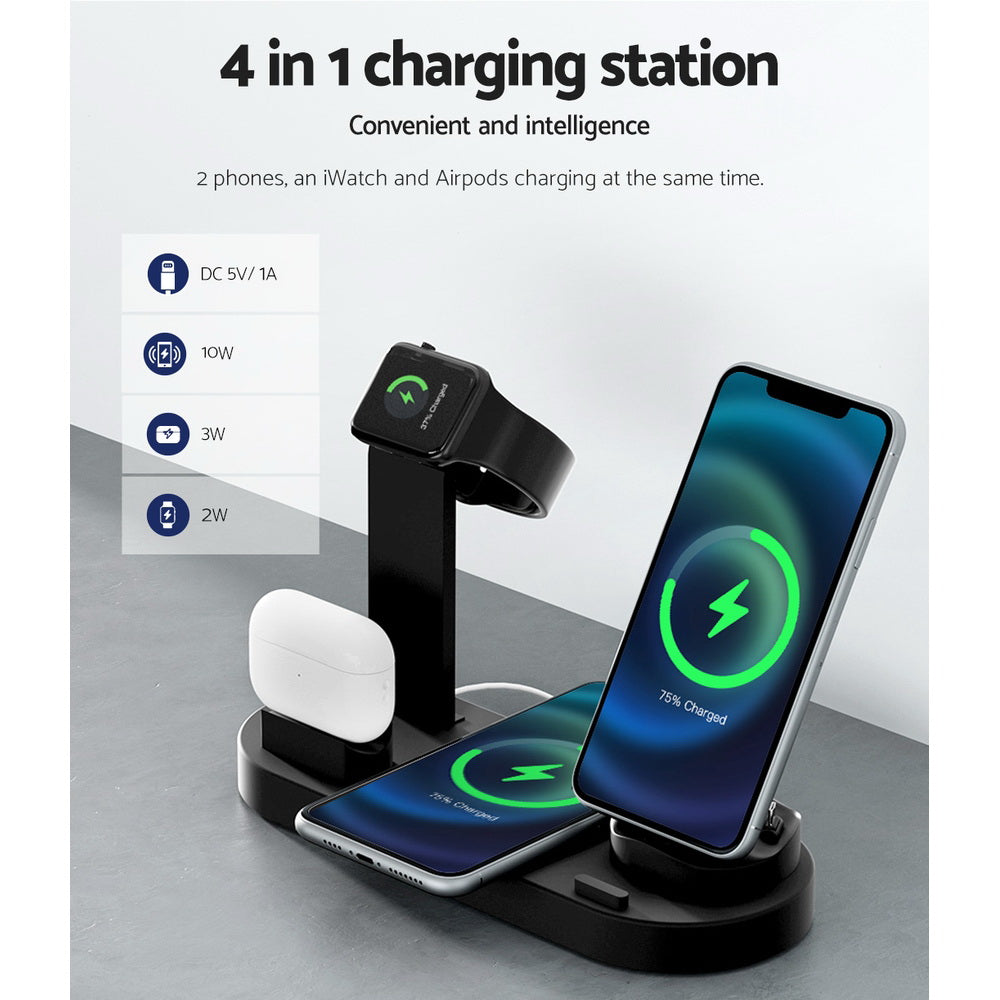 Devanti 4-in-1 Wireless Charger Dock Multi-function Charging Station for Phone-4