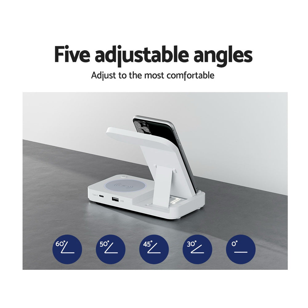 Devanti 4-in-1 Wireless Charger Dock Fast Charging for Phone White-6