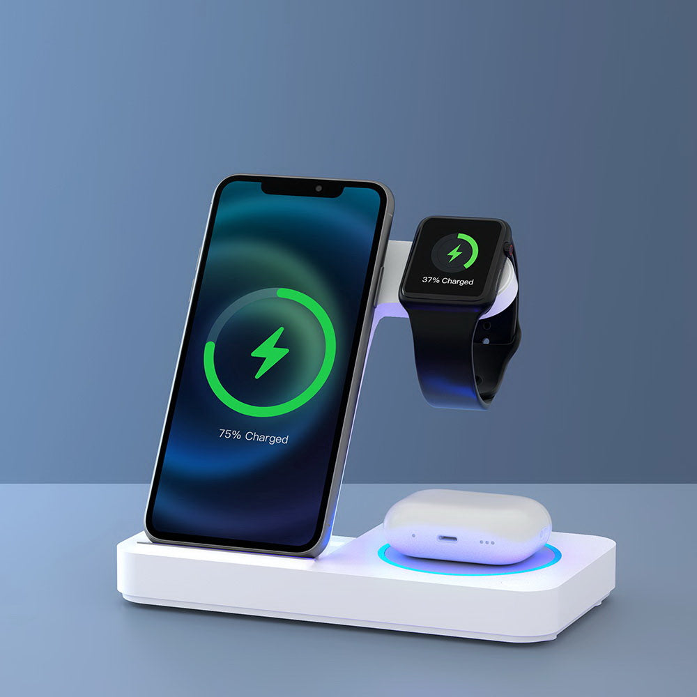 Devanti 4-in-1 Wireless Charger Dock Fast Charging for Phone White-7