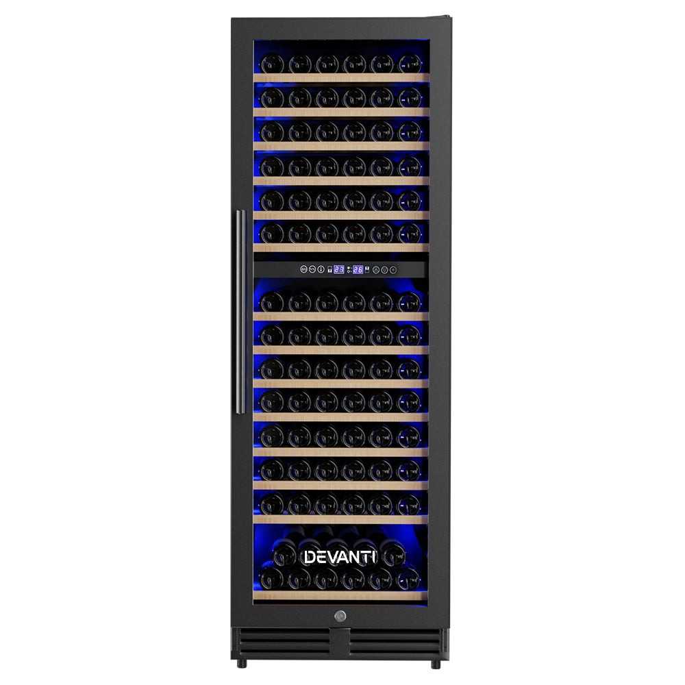 Devanti Wine Fridge Cooler Dual Zone 154 Bottles-1