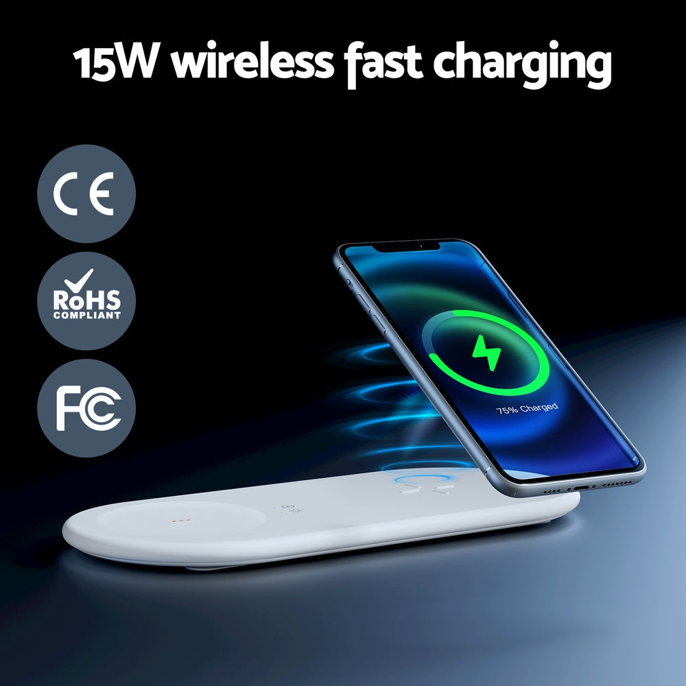 Devanti 3 in 1 Wireless Charger 15W Fast Charging RGB Light Bluetooth Speaker for Phone-3