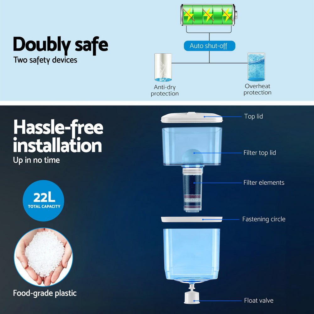 Devanti Water Cooler Dispenser Bench Top 22L w/2 Filter-5