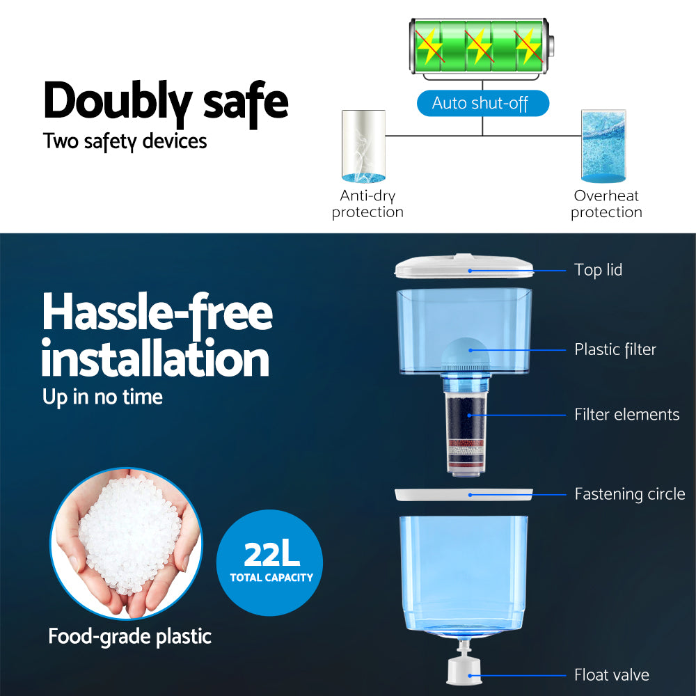 Devanti Water Cooler Dispenser Bench Top 22L-5