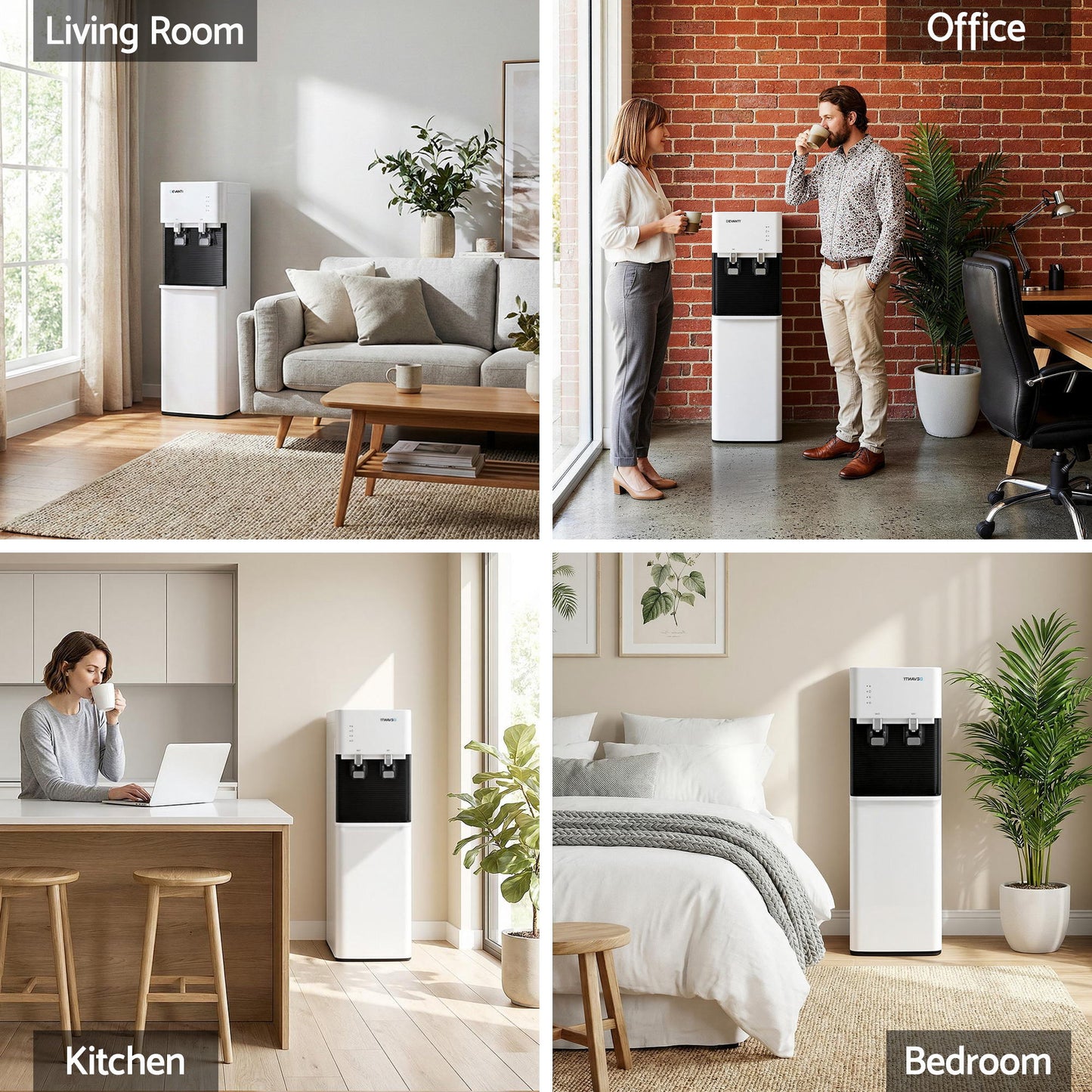 Devanti 2 Taps Water Cooler Dispenser Bottom Loading Dispenser Chiller Filter Purifier