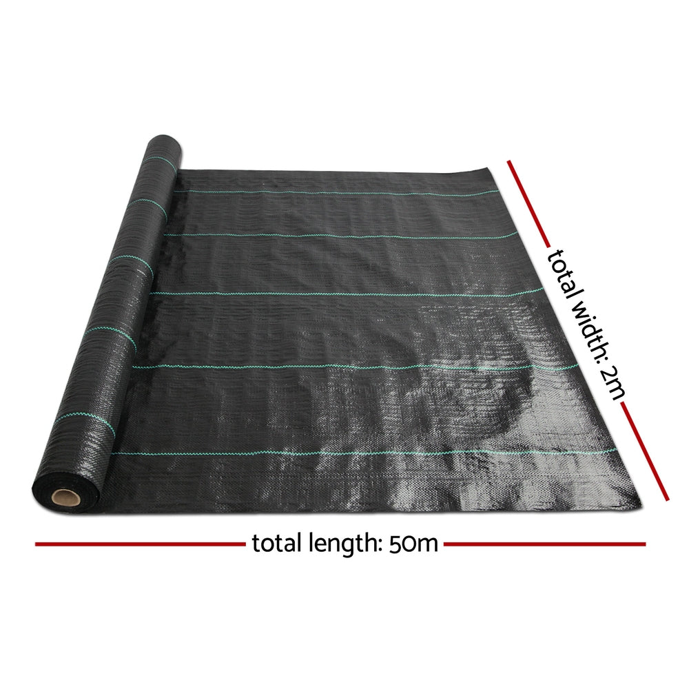 Instahut 2x50m Weed Mat 110GSM Weed Control Mat Plant-1