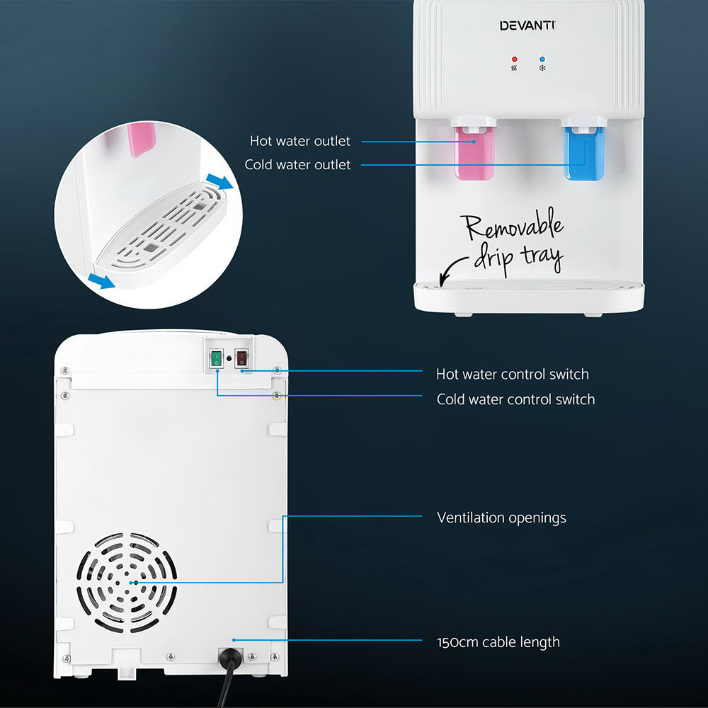 Devanti Water Cooler Dispenser Bench Top White-2