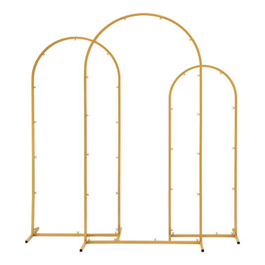 Wedding Arch Backdrop Stand Set of 3 Gold Metal Wedding Arched Frame, Easy to Assemble, Stable Balloon Arch Standfor Wedding, Baby Shower, Party Decoration-0