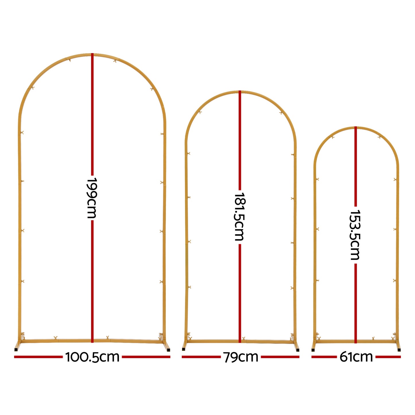 Wedding Arch Backdrop Stand Set of 3 Gold Metal Wedding Arched Frame, Easy to Assemble, Stable Balloon Arch Standfor Wedding, Baby Shower, Party Decoration-1