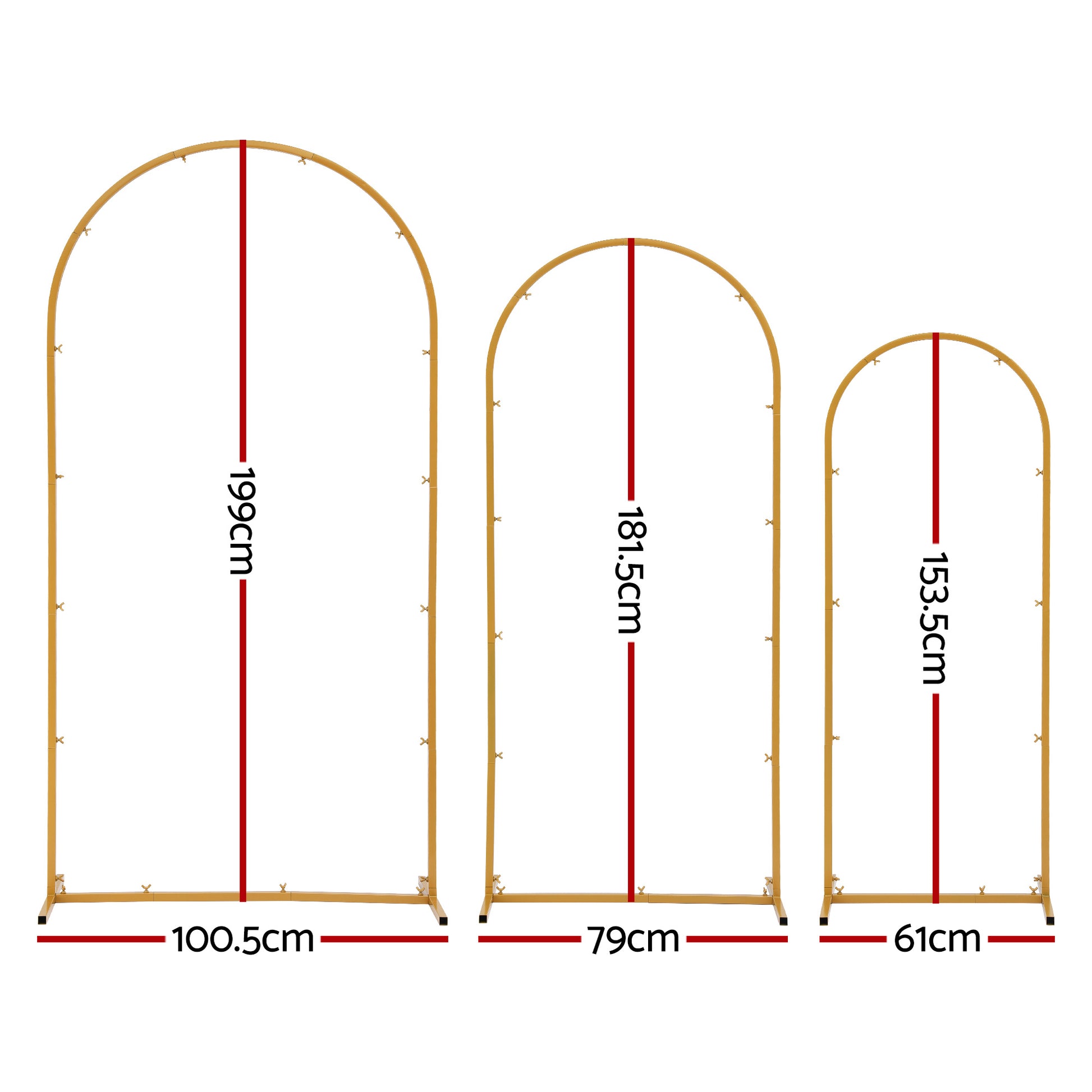 Wedding Arch Backdrop Stand Set of 3 Gold Metal Wedding Arched Frame, Easy to Assemble, Stable Balloon Arch Standfor Wedding, Baby Shower, Party Decoration-1