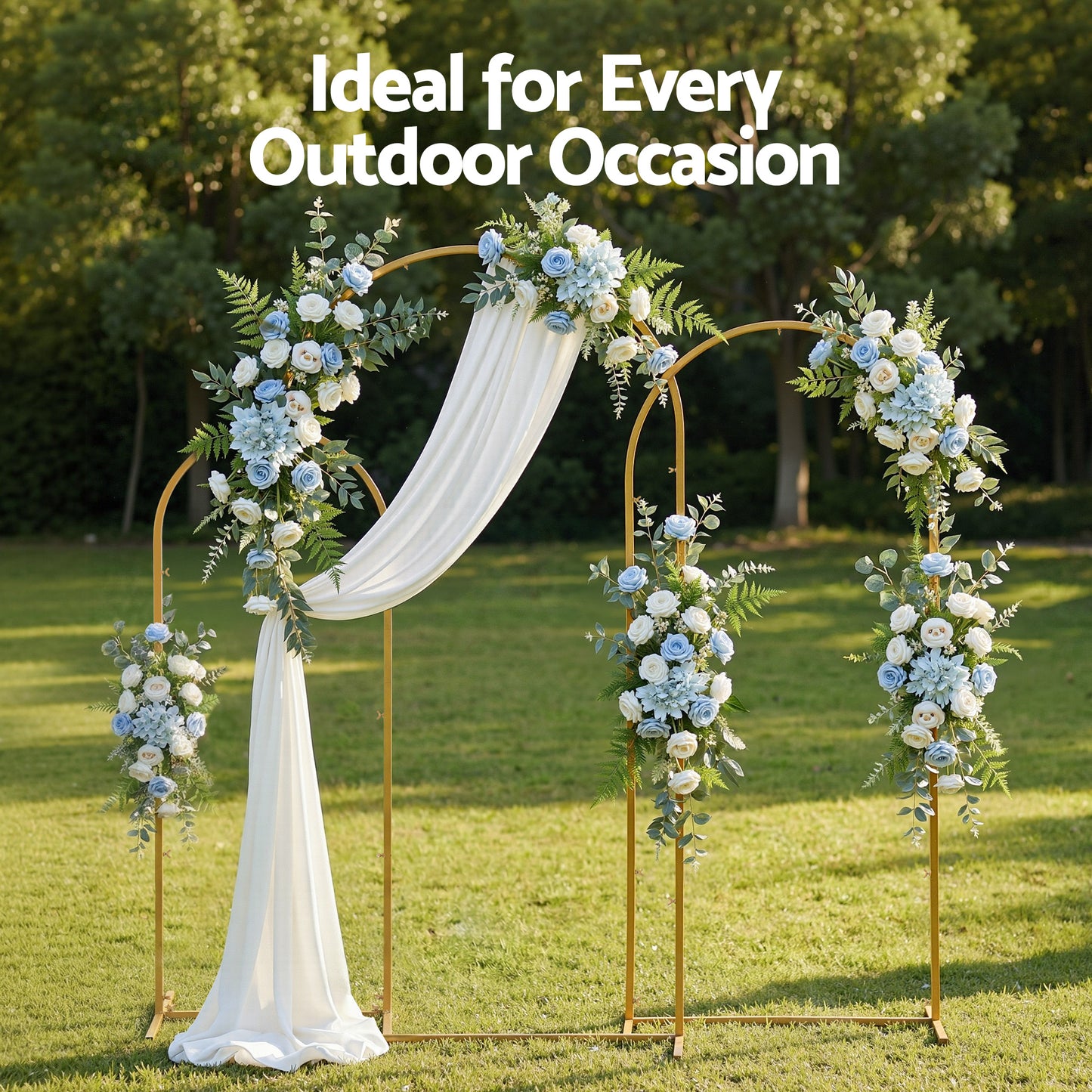 Wedding Arch Backdrop Stand Set of 3 Gold Metal Wedding Arched Frame, Easy to Assemble, Stable Balloon Arch Standfor Wedding, Baby Shower, Party Decoration-3