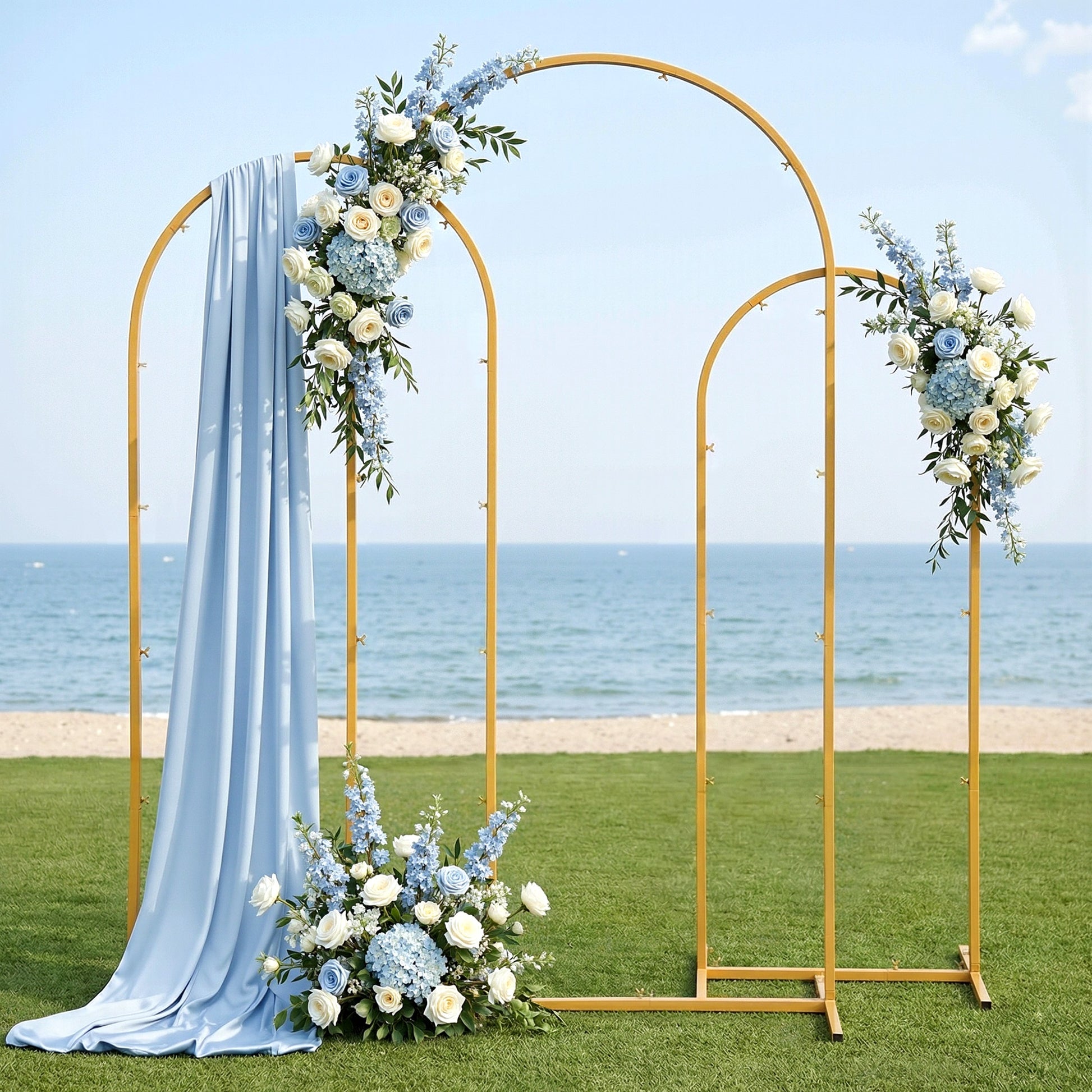 Wedding Arch Backdrop Stand Set of 3 Gold Metal Wedding Arched Frame, Easy to Assemble, Stable Balloon Arch Standfor Wedding, Baby Shower, Party Decoration-7