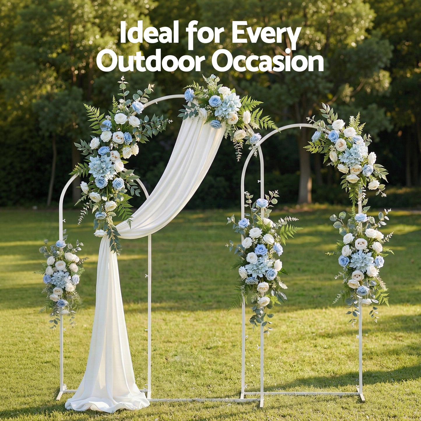 Wedding Arch Backdrop Stand Set of 3 Metal Wedding Arched Frame White, Easy to Assemble, Stable Balloon Arch Standfor Wedding, Baby Shower, Party Decoration-3