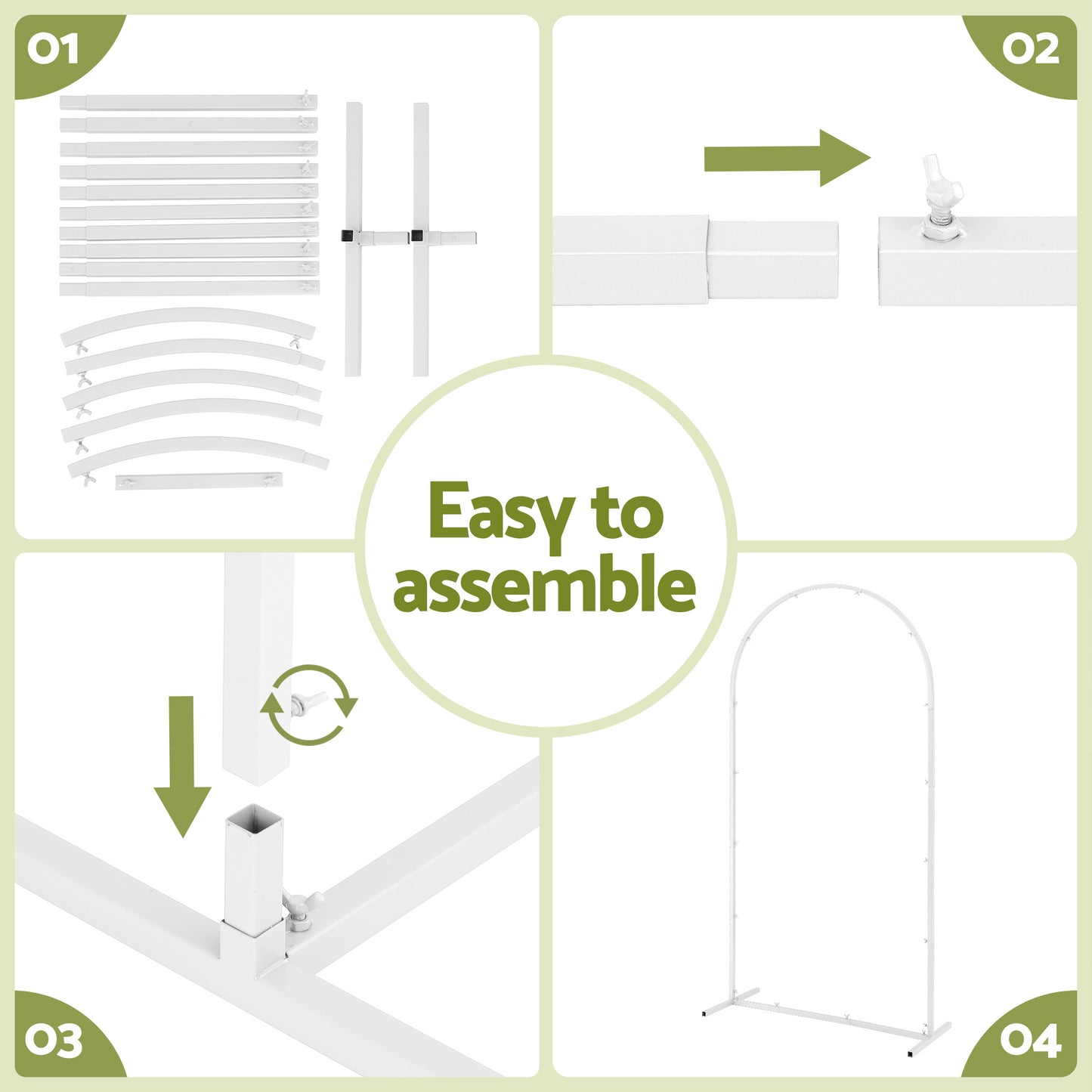 Wedding Arch Backdrop Stand Set of 3 Metal Wedding Arched Frame White, Easy to Assemble, Stable Balloon Arch Standfor Wedding, Baby Shower, Party Decoration-5