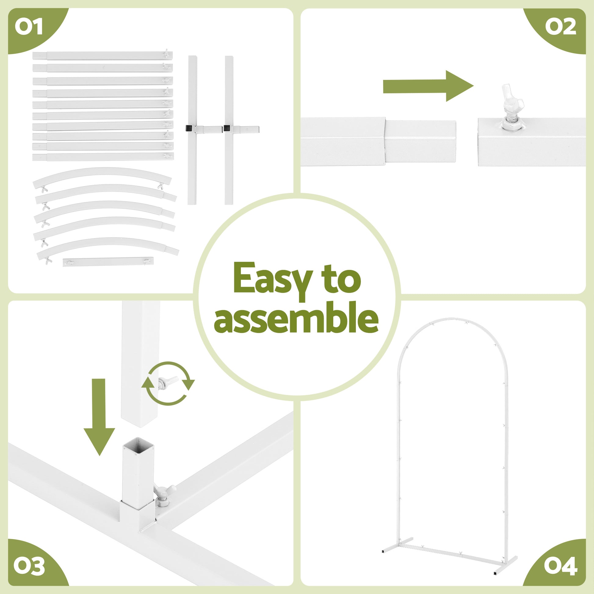 Wedding Arch Backdrop Stand Set of 3 Metal Wedding Arched Frame White, Easy to Assemble, Stable Balloon Arch Standfor Wedding, Baby Shower, Party Decoration-5